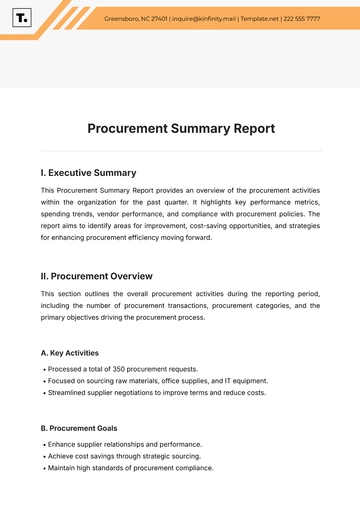Free Procurement Summary Report Template to Edit Online