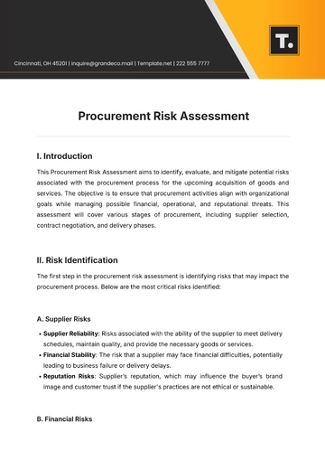 Free Procurement Risk Assessment Template to Edit Online