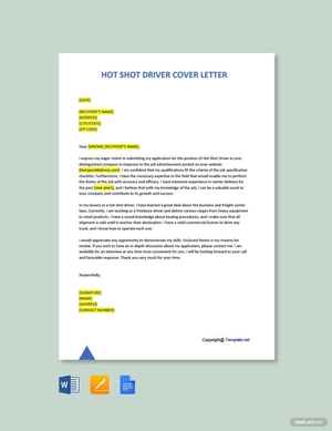 Hot Shot Driver Cover Letter