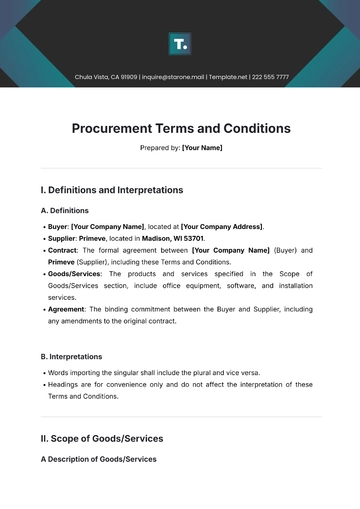 Free Procurement Terms and Conditions Template to Edit Online