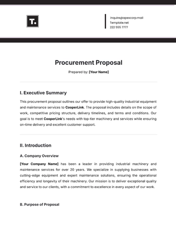 Free Procurement Proposal Template to Edit Online