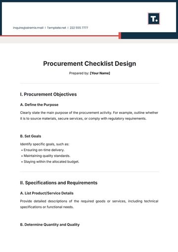 Free Procurement Checklist Design Template to Edit Online