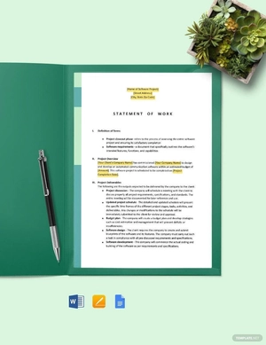 Software Scope of Work Format Template