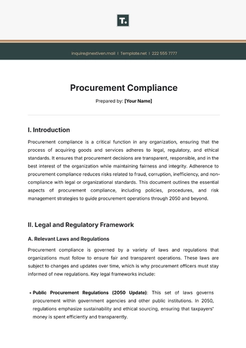 Free Procurement Compliance Template to Edit Online