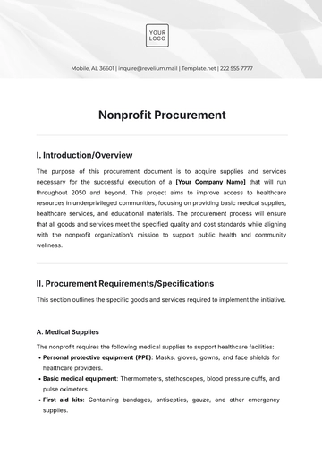 Free Non-Profit Procurement Template to Edit Online