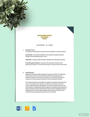 IT Project Scope of Work Template