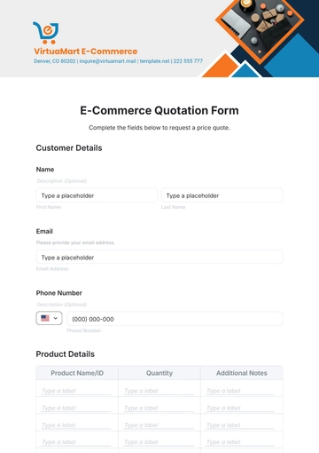 Free E-Commerce Quotation Form Template to Edit Online