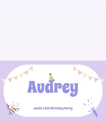 Free Kids Party Place Card Template to Edit Online