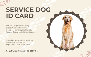 Free Service Dog ID Card for Housing Template to Edit Online