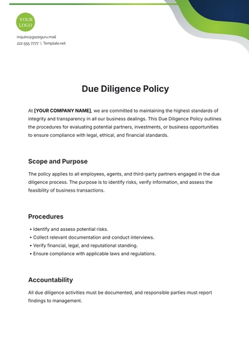 Free Due Diligence Policy Template to Edit Online