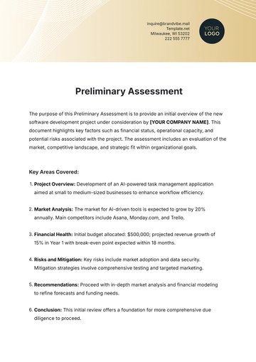Free Preliminary Assessment Template to Edit Online