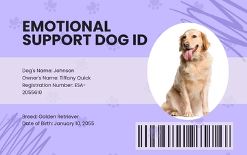 Free Therapy Dog Emotional Support ID Template to Edit Online
