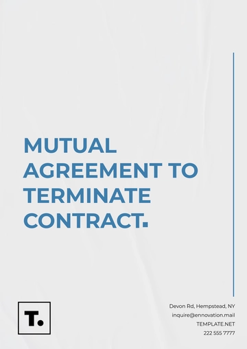 Free Mutual Agreement to Terminate Contract Template to Edit Online