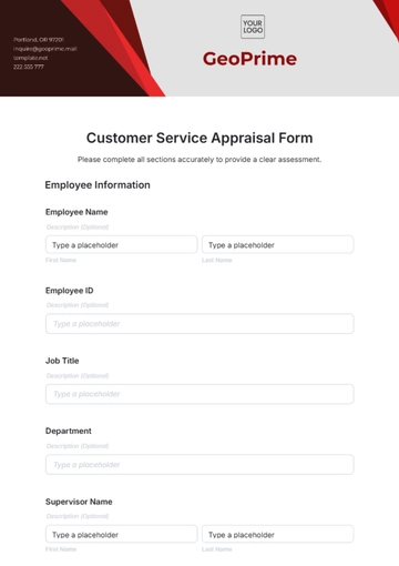 Free Customer Service Appraisal Form Template to Edit Online Free Customer Service Appraisal Form Template to Edit Online