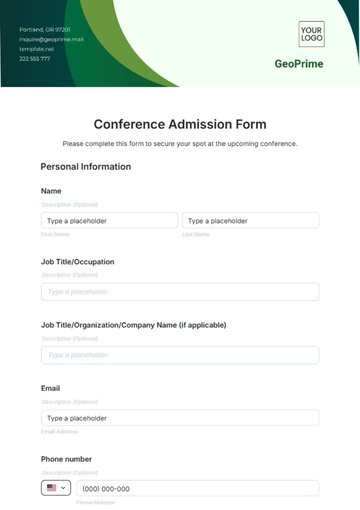 Free Conference Admission Form Template to Edit Online