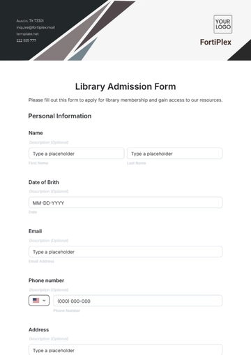 Free Library Admission Form Template to Edit Online