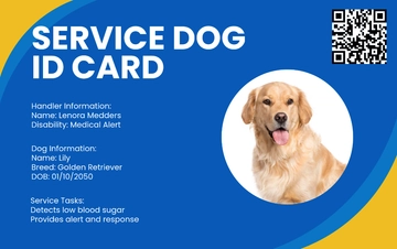 Free Professional Service Dog ID Card Template to Edit Online