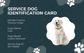 Free Creative Service Dog ID Card Template to Edit Online