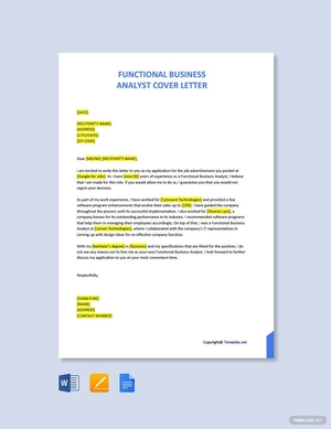 Functional Business Analyst Cover Letter