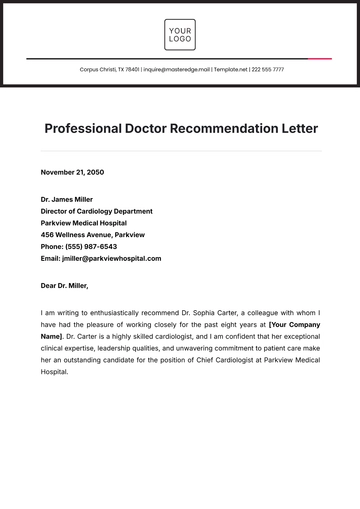 Free Professional Doctor Recommendation Letter Template to Edit Online