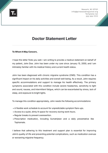 Free Doctor Statement Letter Template to Edit Online
