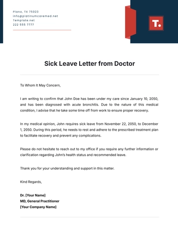 Free Sick Leave Letter from Doctor Template to Edit Online