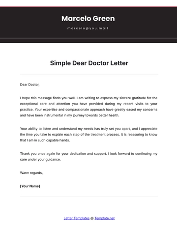 Free Simple Dear Doctor Letter Template to Edit Online