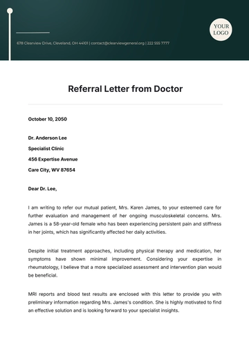 Free Referral Letter from Doctor Template to Edit Online