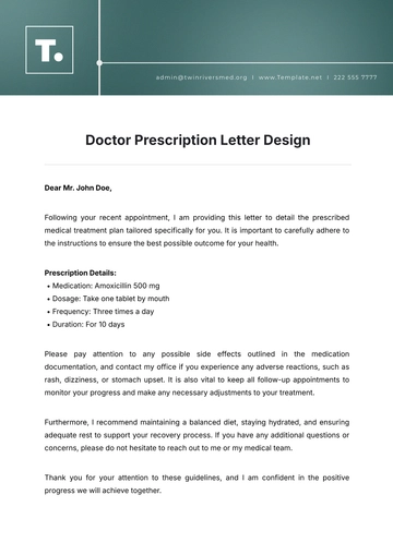 Free Doctor Prescription Letter Design Template to Edit Online
