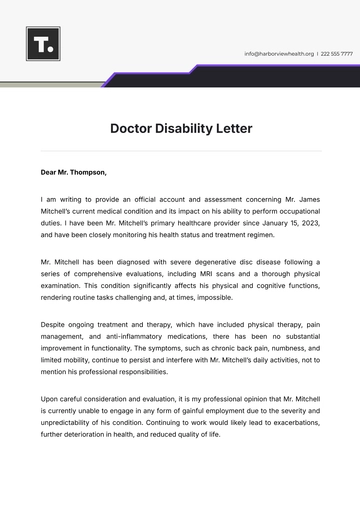 Free Doctor Disability Letter Template to Edit Online