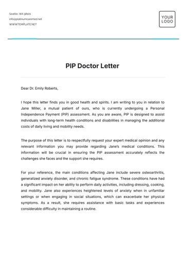 Free PIP Doctor Letter Template to Edit Online