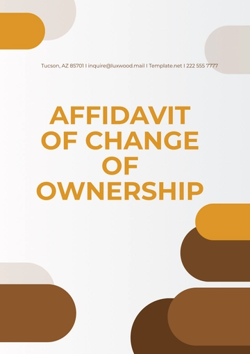 Free Affidavit of Change of Ownership Template to Edit Online