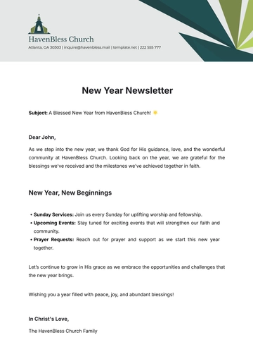 Free New Year Newsletter Template to Edit Online