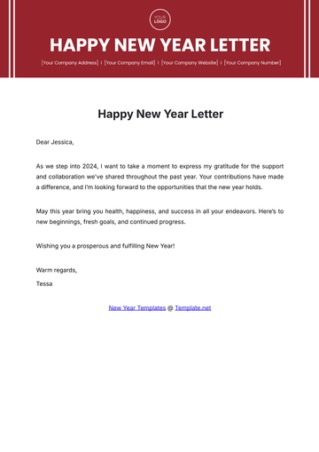 Free Happy New Year Letter Template to Edit Online