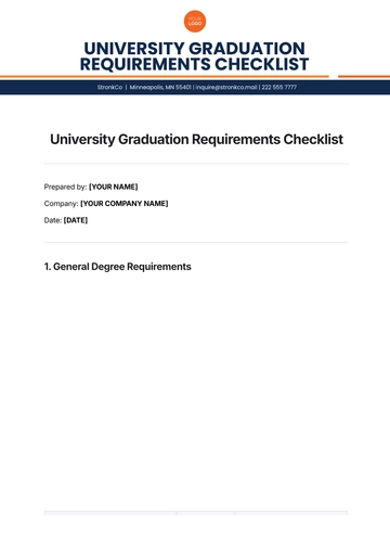 Free University Graduation Requirements Checklist Template to Edit Online