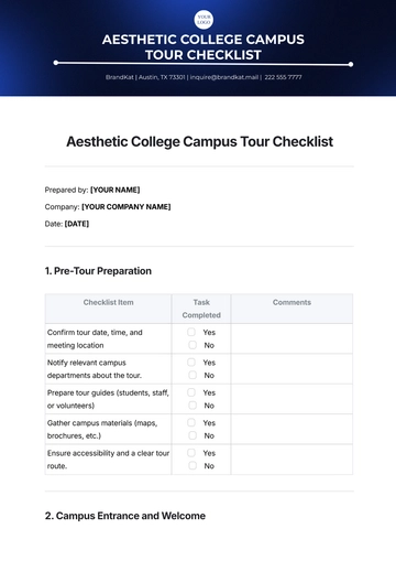Free Aesthetic College Campus Tour Checklist Template to Edit Online