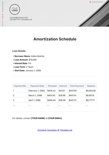 Free Amortization Schedule Template to Edit Online