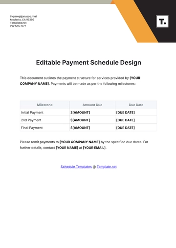 Free Editable Payment Schedule Design Template to Edit Online