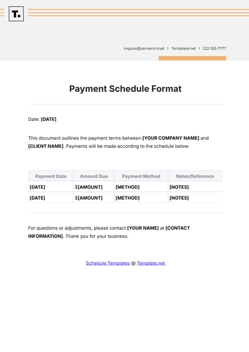 Free Payment Schedule Format Template to Edit Online