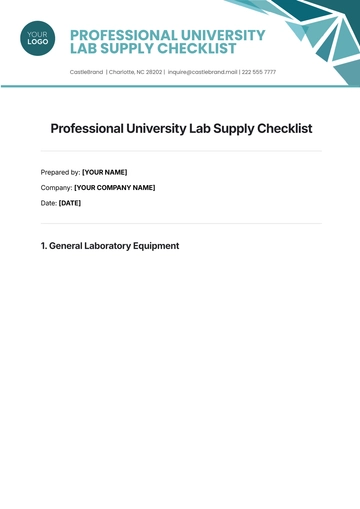 Free Professional University Lab Supply Checklist Template to Edit Online