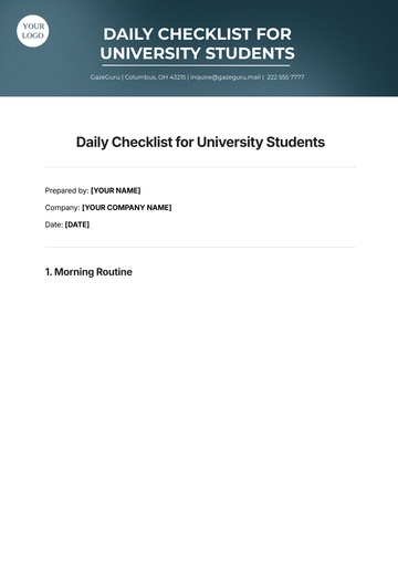 Free Daily Checklist for University Student Template to Edit Online