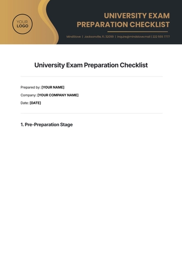 Free University Exam Preparation Checklist Template to Edit Online