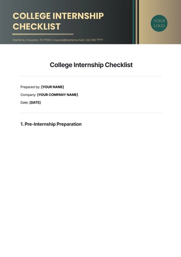 Free College Internship Checklist Template to Edit Online