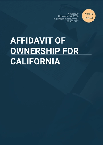 Free Affidavit of Ownership for California Template to Edit Online