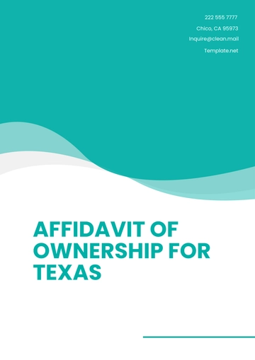 Free Affidavit of Ownership for Texas Template to Edit Online