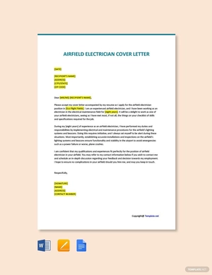 Airfield Electrician Cover Letter