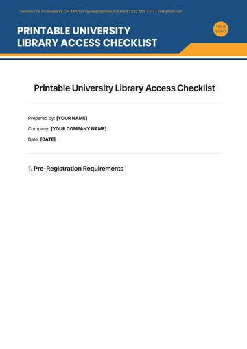 Free Printable University Library Access Checklist Template to Edit Online