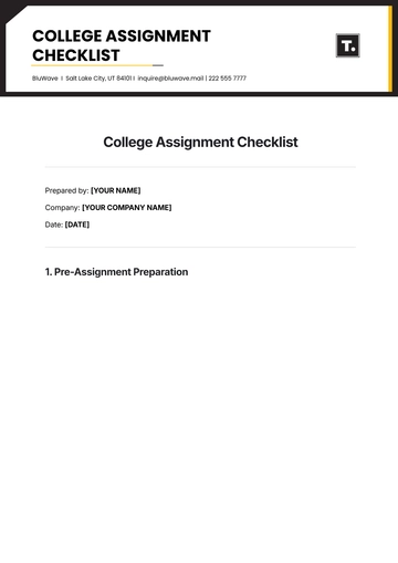 Free College Assignment Checklist Template to Edit Online