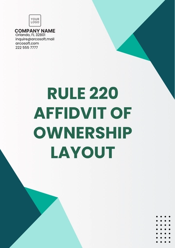 Free Rule 220 Affidavit of Ownership Layout Template to Edit Online