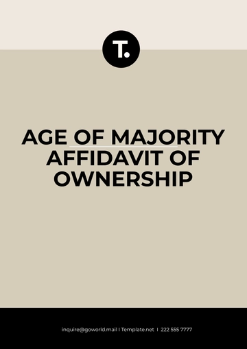 Free Age of Majority Affidavit of Ownership Template to Edit Online